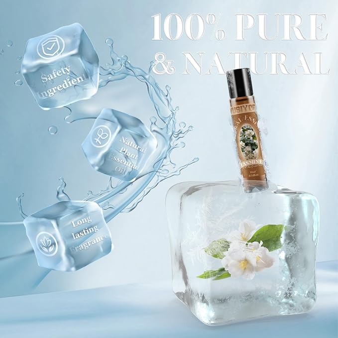 Jasmine Essential Oil 10ML - 100% Pure and Natural Therapeutic Grade Oils for Aromatherapy Diffuser - 0.34 Fl Oz/Jasmine