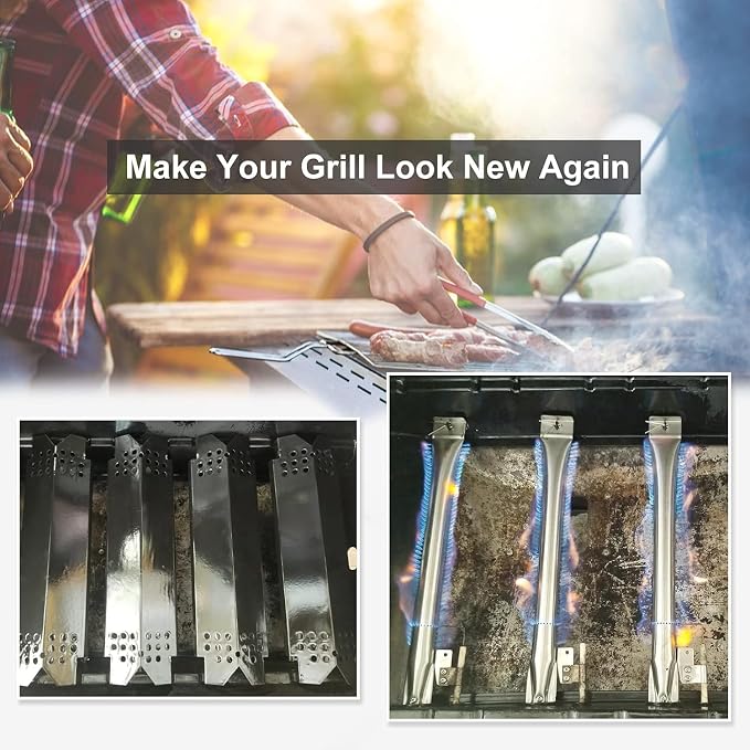Criditpid Grill Replacement Parts for Nexgrill 2 Burner 720-0864M, 720-0864, 720-0830H, 720-0888N, 720-0888, Grill Heat Plate Shields, Burners and Igniters for Nexgrill 720-0864M Replacement Parts