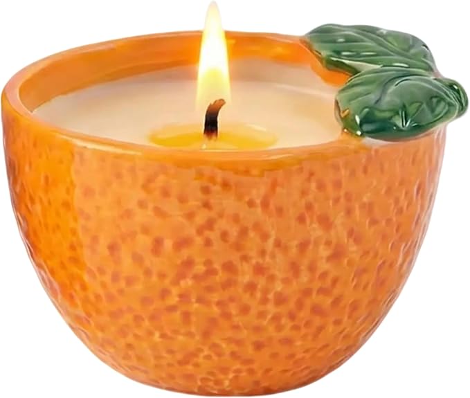 Orange Scented Candle – 4.23 oz (120g) Natural Soy Wax, 30-Hour Clean Burn, Orange-Shaped Ceramic Jar, Home Fragrance & Thoughtful Gift for Home