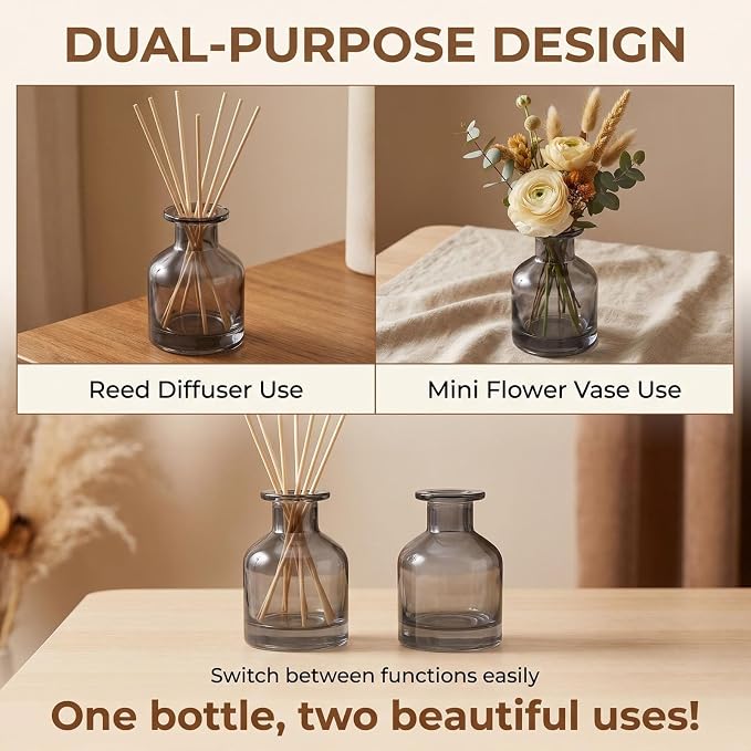 ericotry 1PCS 150ml/5oz Glass Diffuser Bottle Jars Pot Empty Refillable Exquisite Essential Oils Container for DIY Reed Diffuser Sticks Sets Crafts Decor Essential Oil Diffuser Gift