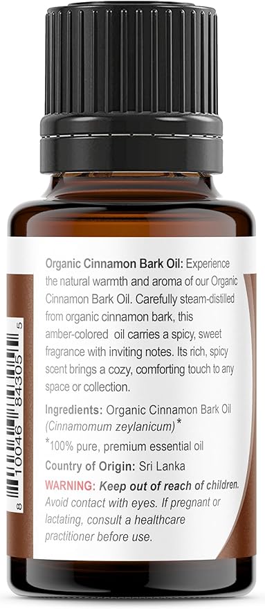 Viva Doria Organic Ceylon Cinnamon Bark Oil - 100% Pure, Natural, Undiluted, Food Grade Essential Oil, 15 mL (0.5 Fl Oz)