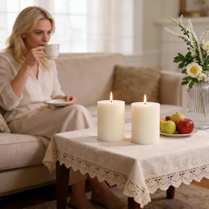 Soy Candles, Unscented White Soy Pillar Candles 3x4 Inch Non-Toxic Soybean Wax Candles 165H Long Burning Hand-Poured Pillar Candles for Wedding Table Home Decor, 3 Pack