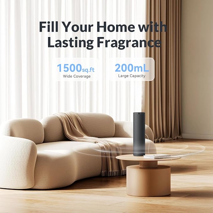 Aromadd Scent Diffuser Starter Kit – Waterless Essential Oil Diffuser for Home, 1500 Sq.Ft Coverage Scent Air Machine, Smart Auto Mode Hotel Collection Diffuser with Cold Air Tech (Black)