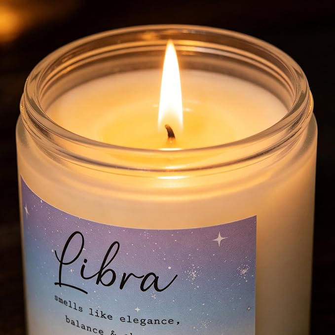 Libra Candle, Libra Gifts for Women, Elegant Balance for Home & Heart, Perfect Presents for Birthday - Lavender & Eucalyptus Soy Wax Scented Candle, 7OZ