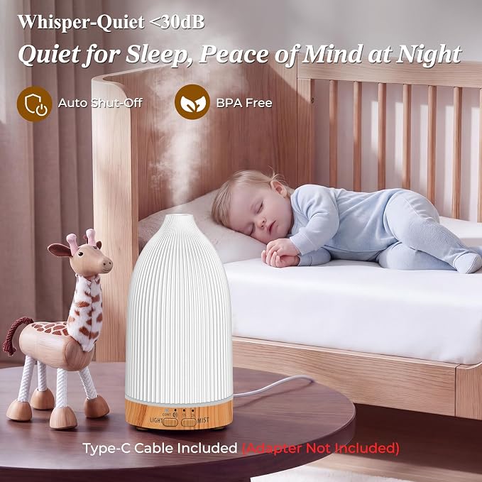 URPOWER 2PACK 150ML Essential Oil Diffusers for Home, Ultrasonic Aromatherapy Diffuser with 7 Color Changing Lights, Timer & Auto Shut-Off, Scent Diffuser for Bedroom, Office, Yoga
