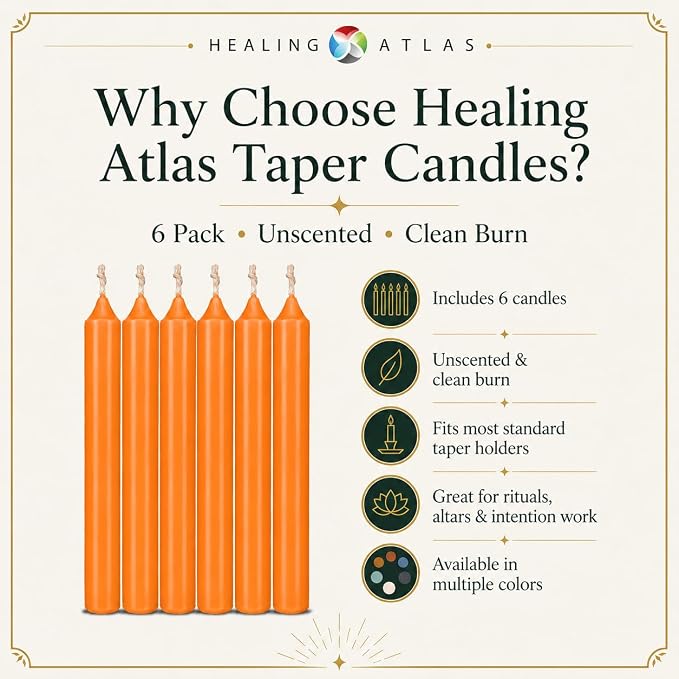 6 Inch Taper Candle 6 Pack Spell, Wicca, Santeria, Energized Candles Velas de 6 Pulgadas Paquete de 6 Velas (Orange (6 Pack))