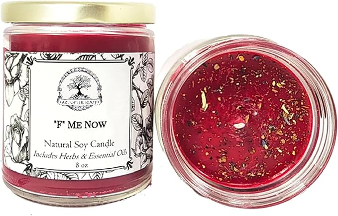 F Me Now 9 oz Soy Spell Candle | with Herbs & Essential Oils | for Hoodoo Wiccan Pagan Conjure Magic Rituals