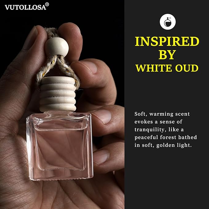 2-Pack Car Fresheners Long Lasting & Car Deodorizer - White Oud Hanging Car Air Freshener for Men and Women, Car Necessities & Scent Diffuser by VUTOLLOSA