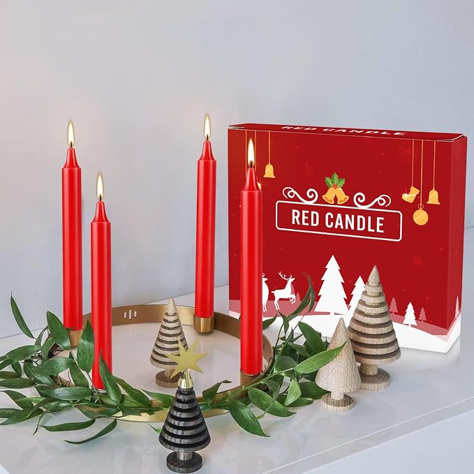 YOROXRG Set of 20 Red Candles –Spell Chime Candles for Christmas,Household, Wedding, Rituals, Prayer, Birthdays, Meditation, Altar,Party and Home Décor Candlesticks - 4 Inch Tall, Unscented (Red)