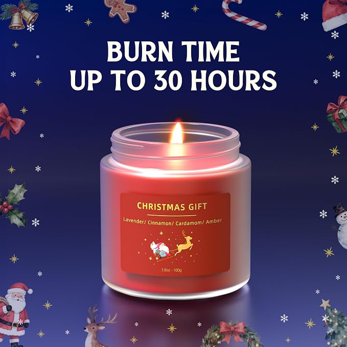 BOYUJK Christmas Candles, Scented Aromatherapy Candles Gift Set for Her and Him, Lavender, Pine, Sandalwood, Musk, Cinnamon, Cardamom, Amber Scent
