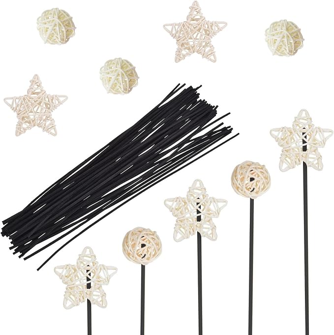 Reed Diffuser Sets, Natural Rattan Reed Fragrance Diffuser with Flower Replacement Refill Rattan Sticks for Home Decor Hotel Aromatherapy Spa - Set D