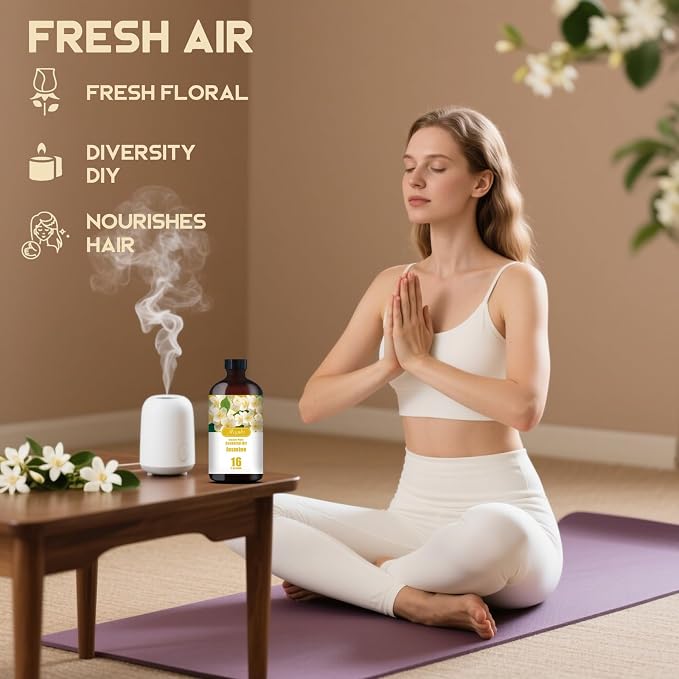 Jasmine Essential Oil, Jasmine Oil for Romance, Diffuser, Humidifier, Massage, DIY Candle, Soap, Skin Care, Yoga, Gift Ready, Jasmine Fragrance Oil - MLYNKL Essential Oils (16.33 fl oz / 490ml)