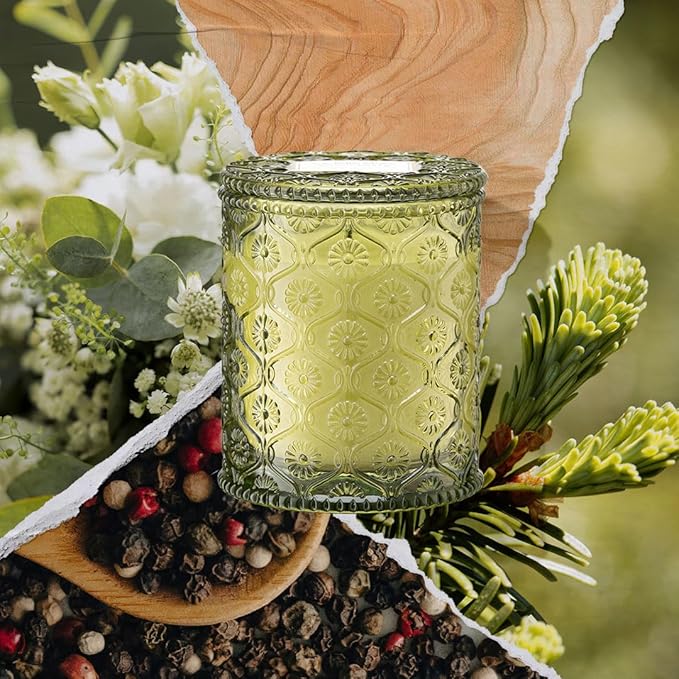 LA JOLIE MUSE Starlit Fir Pine Scented Candle for Home | Balsam & Cedarwood | Christmas Winter Holiday | Non Toxic Natural Soy | Green Jar Candle | Luxury Gifts for Women & Men | 40 Hrs