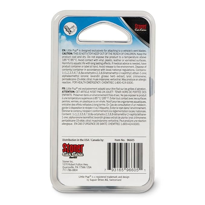 Little Pup 96605-6PK Black Velvet Scent, Car Air Freshener, Clips to A/C Air Vent, Alcohol-Free Fragrance Oil, Non-Hazardous and Non-Toxic Plastic, Set of 6