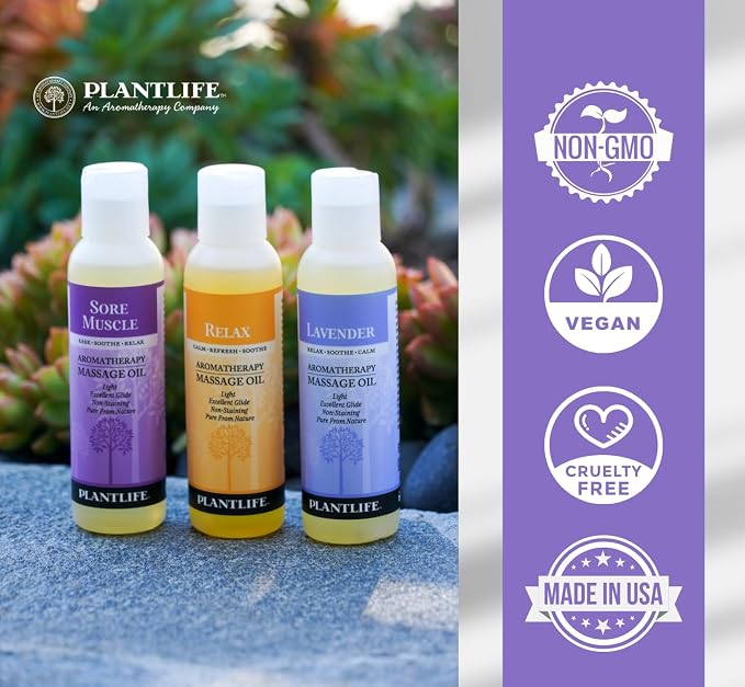 Plantlife Scent Free Massage Oil - Absorbs Deeply into the Skin and is Circulated Throughout, Providing Optimum Benefit to the Mind and Body - Made in California 4 oz