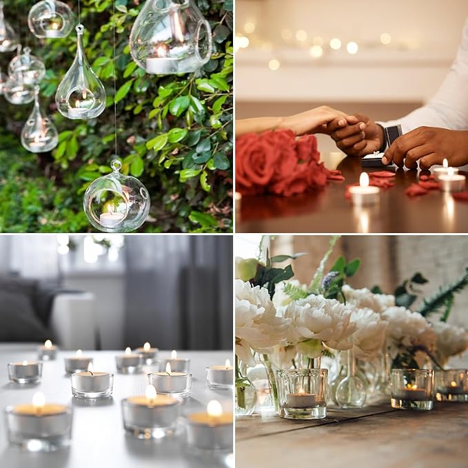 50 Pack Unscented Tealight Candles, 4 Hour Burn Time, Smokeless & Dripless White Tea Lights in Aluminum Cups, Standard Size Votive Candles for Wedding, Christmas, Halloween, Party, Home Décor & Emerge