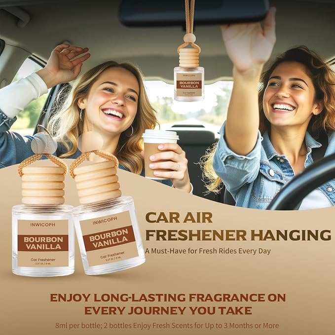 Car Air Freshener Diffuser Hanging, Bourbon Vanilla Fragrance Oil