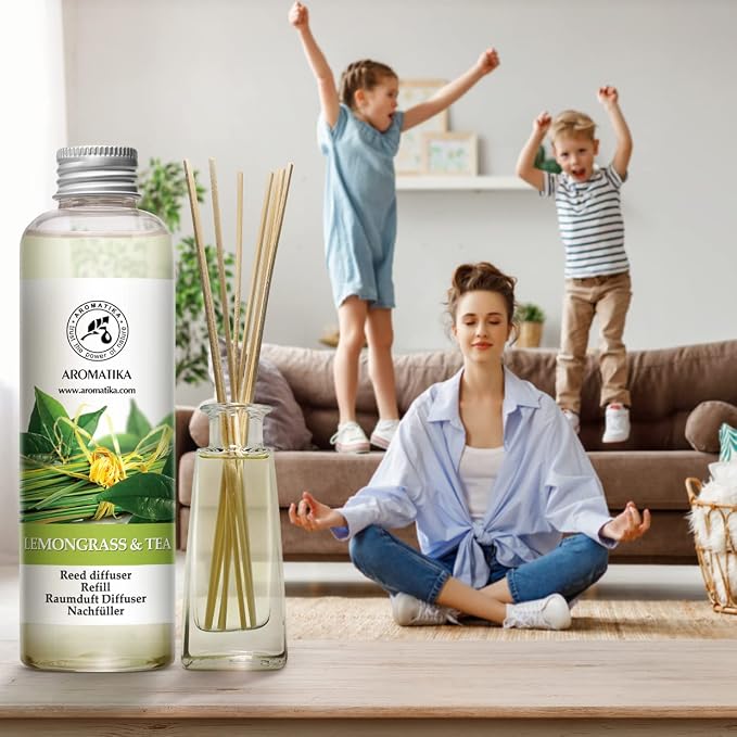 Reed Diffuser Refill Lemongrass - Tea 6.8 Fl Oz - Scented Diffuser - Room Diffuser Refill with Scent - Room Freshener - Home Fragrance - Scented Diffusers - Home Fragrance