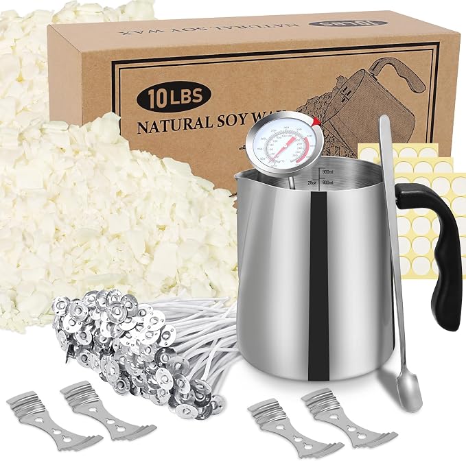 SAEUYVB Candle Making Kit Supplies,Soy Wax DIY Candle Making for Adults,Including 10lbs Soy Wax Flakes,Pouring Pot,Start Candle Kit for Adults,Beginners