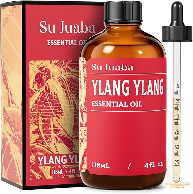 SU JUABA Ylang-Ylang Essential Oil 4 Oz, Aromatherapy Oil for Diffuser, Skin Care, Hair & Perfume Making - 118ML