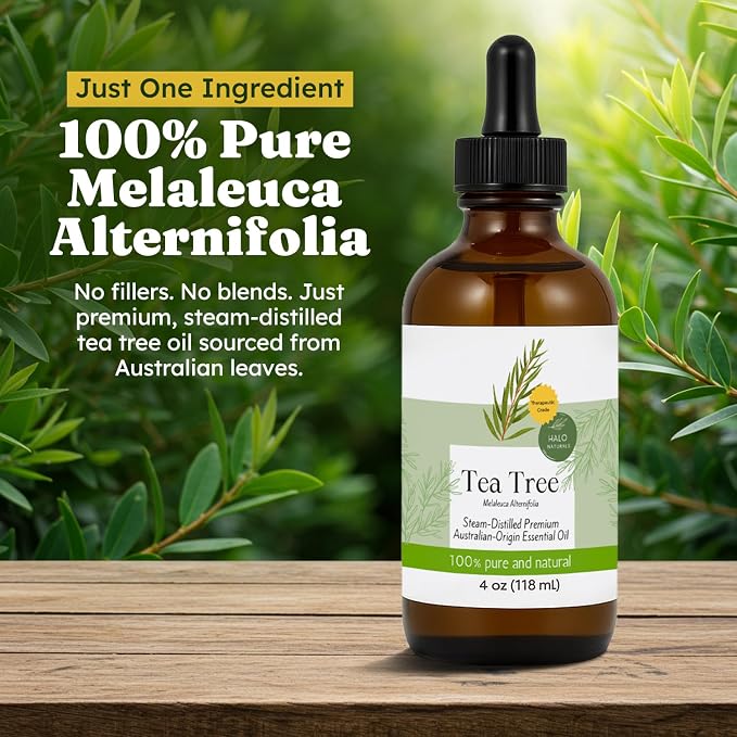 Steam Distilled Tea Tree Essential Oil - Premium Hair Growth Oil for Scalp Stimulation & Refreshing Aroma - Essential Oil Supports Healthy Hair, Skin & Mental Clarity - 4oz