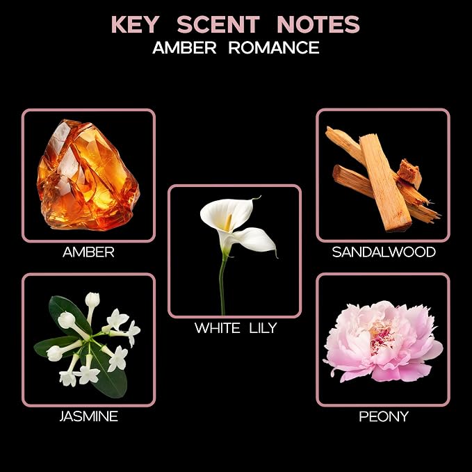 Amber Romance Diffuser Set, Hotel Scent, Home Fragrance, Shelf Decor | Amber, sandalwood, and white lily profile, entryway, guest bathroom, living room, home aroma
