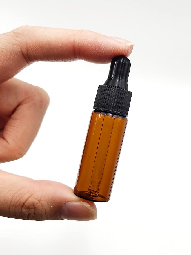 15Pcs 5ml Empty Tiny Amber Glass Mini Dropper Bottles for Essential Oils, Fragrances, and Other Liquids, with Dropper and Black Caps Travel Sample Vials