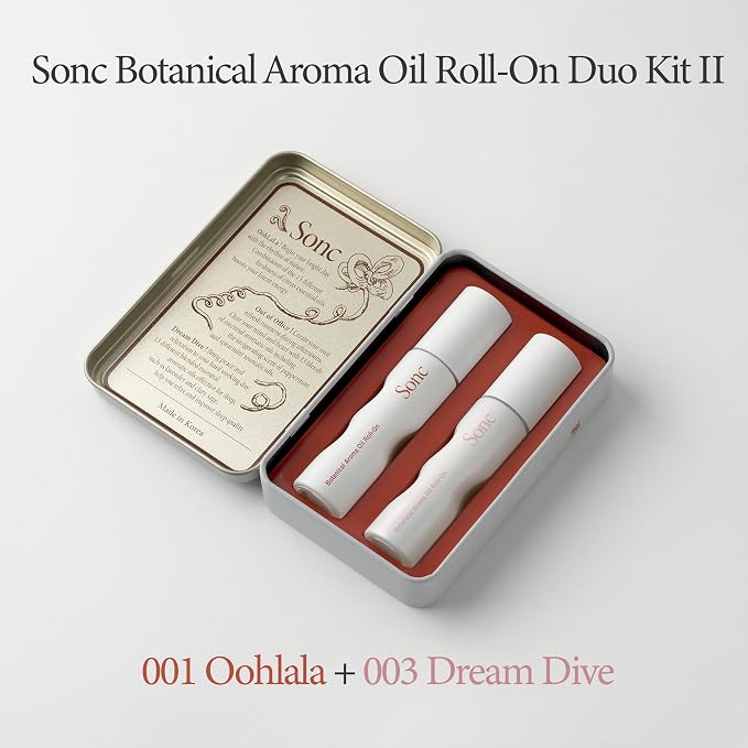 Sonc Botanical Aroma Oil Roll-On Duo Kit (Pack of 2) (Duo KIT II : 001 Oohalala + 003 Dream Dive) | Bergamot + Lavender | Dual Portable Aroma Oils for Mood, Rest & Daily Rituals
