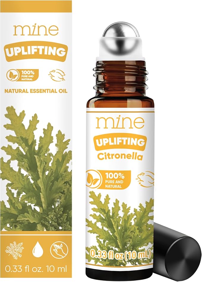 Mine Citronella Oil Roll On - 100% Natural Citronella Essential Oil for Skin, Roller for Outdoor Camping, Hiking, Picnics, Travel