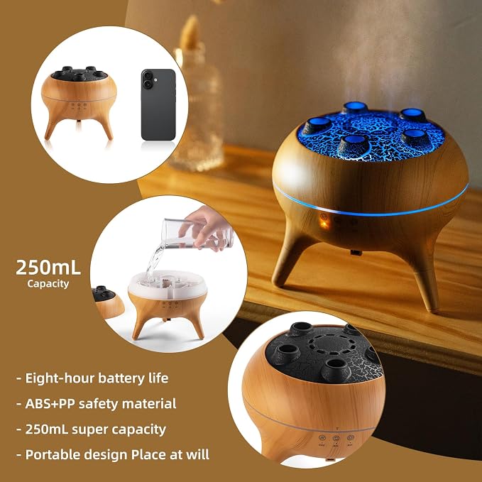 Essential Oil Diffuser 250ML,Jellyfish Diffuser Air Humidifiers Sound Pickup Ultrasonic Aromatherapy Diffuser Remote Control 7 Color Lights for Home Bedroom Office Hotel(Wood Color)