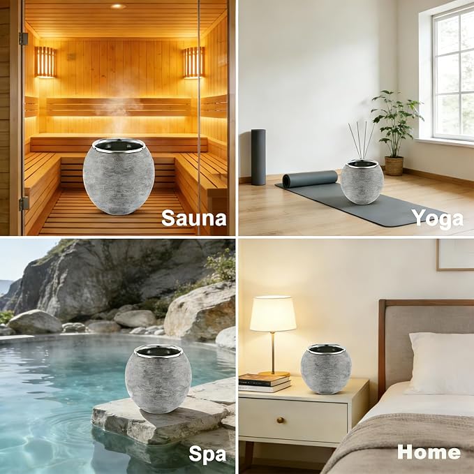 Sauna Aromatherapy Stone Cup, Heat-Resistant Sauna Essential Oil Diffuser, Small Aromatherapy Bowl with Stainless Steel Diffuser for Spa Yoga