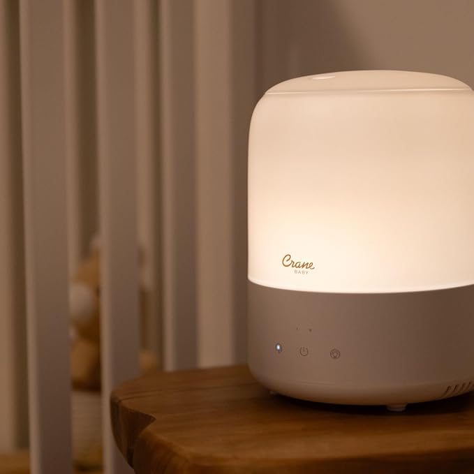 Crane Baby 3-In-1 Baby Humidifier Aroma Diffuser with Adjustable Nightlight, Auto-Shutoff, Humidifier for Baby Nursery, Baby Diffuser for Nursery