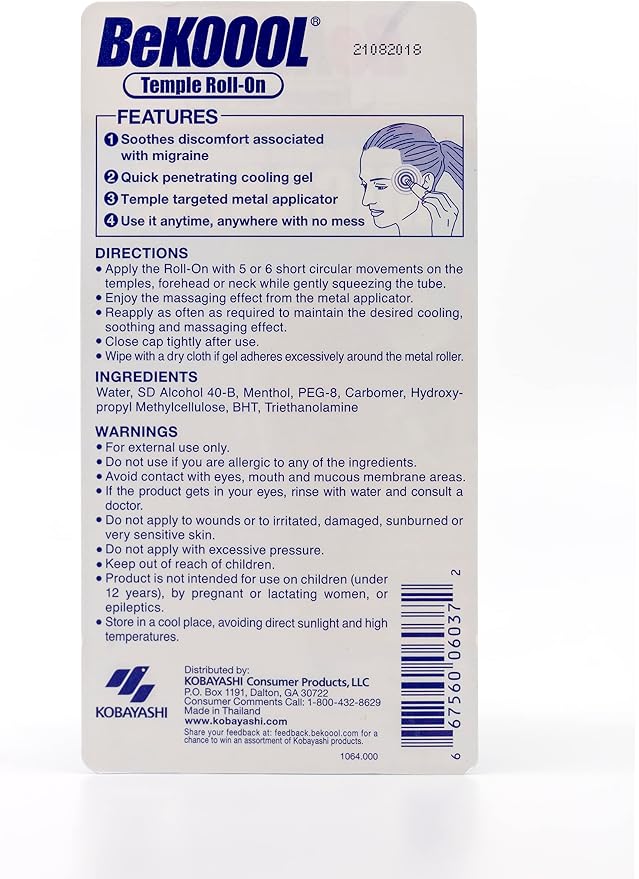 BeKoool Migraine Roll-On Gel, 1 Count