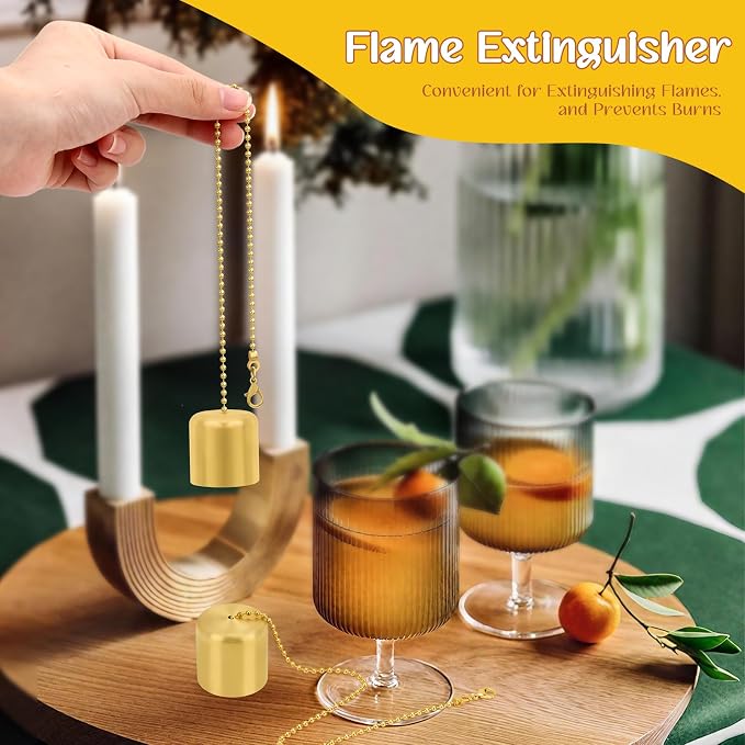 2Pcs Candle Snuffer Vintage,Tiki Torch Snuffer Decorative Flame Cover, Polished Chain Brass Candle Wick Cover Snuffer for Candle Lovers Candle Accessories