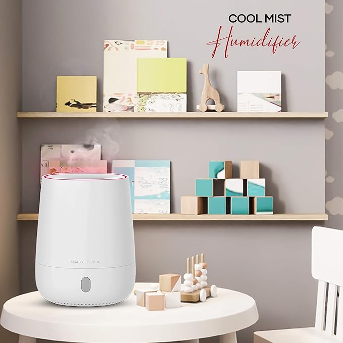 MAJESTIC PURE USB Essential Oil Diffuser, Portable Aromatherapy Diffuser, Travel Size, Auto Shut-Off for Spa Room, Home, Office, Bedroom - BPA Free, 120 ml White