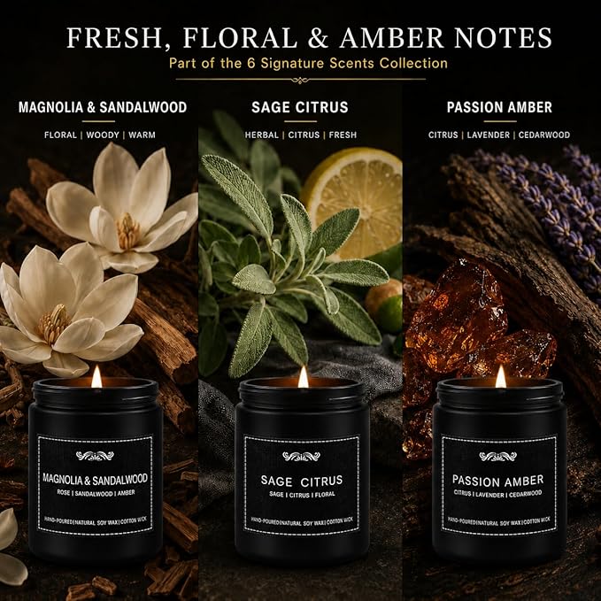 6 Pack Candles for Home Scented Aromatherapy Candles Gifts Set for Mens, Men Candle Set, 42 oz 300 Hour Long Lasting Candles Gifts for Men Birthday Anniversary Present