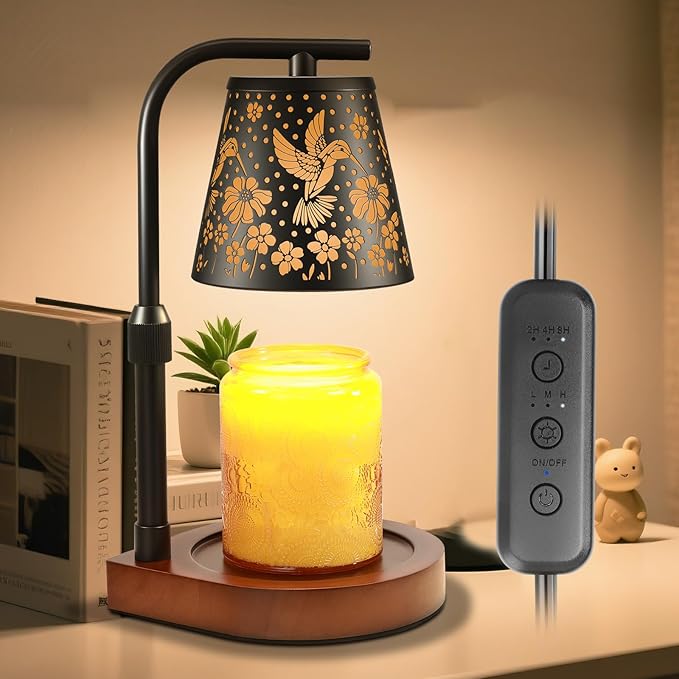 Candle Warmer Lamp with Timer & Dimmer- Electric Wax Melt Warmer with Adjustable Height for Scented Candles, Home Décor Fragrance and House Warming Birthday Gifts for Women Mom