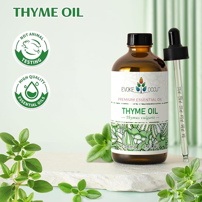 EVOKE OCCU Thyme Essential Oil for Diffuser, Massage, Candle and Soap Making - 4 FL Oz