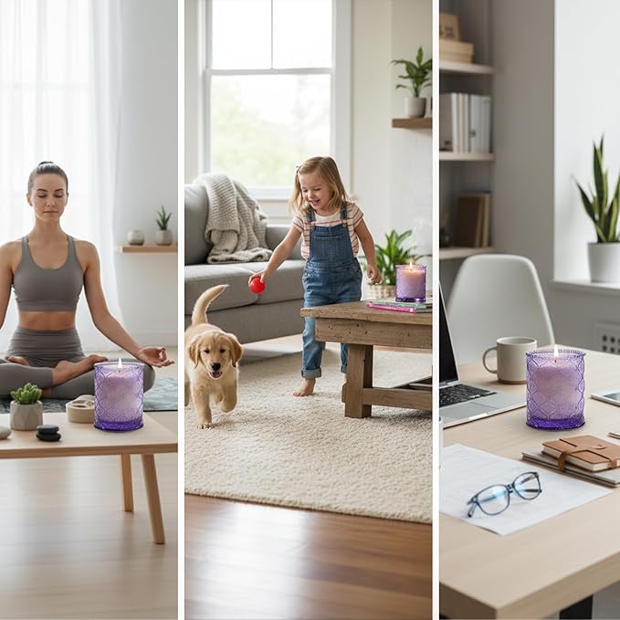 Dream Weaver Lavender Scented Jar Candle - Relaxing & Calming Aromatherapy Candle for Sleep, Natural Soy Wax Lavender Home Scented Candles for Stress Relief & Meditation, 50-Hour Long Burn Time