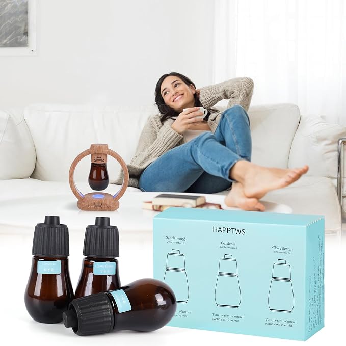 Aromatherapy Essential Oil Set - 3-Piece Essential Oil Set in Three Flavors: Sandalwood, Gardenia, Clove Flower