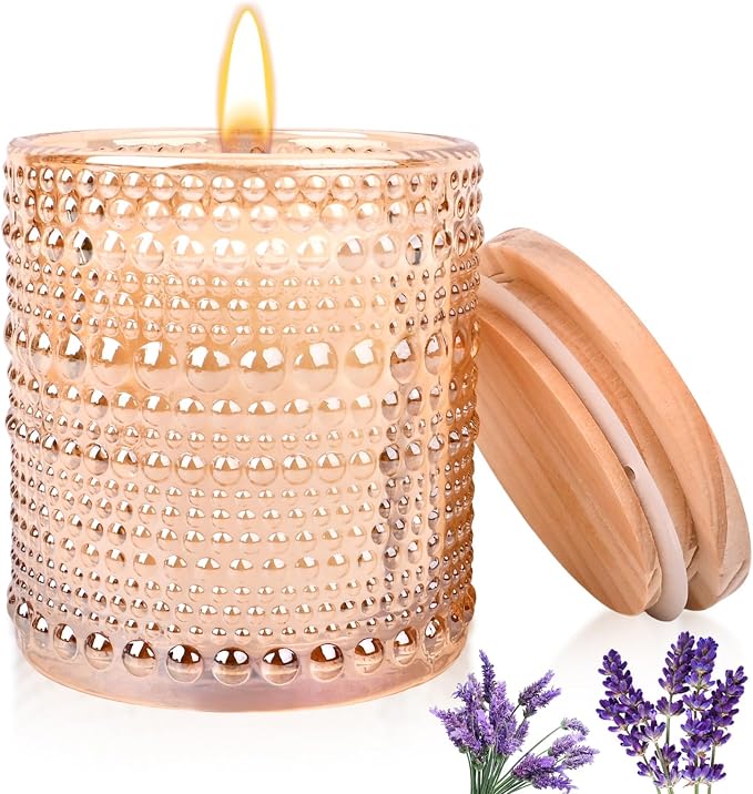 Lavender Candle, Candles for Home Scented, Luxury Jar Candles for Women, Fresh Lavender Scented Candles, Aromatherapy Candles for Relaxation, Natural Soy Wax Candles, 6 oz 40 Hours