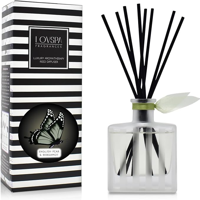 Reed Diffuser Set, Unwind Eucalyptus & Mint Scented Oil Diffuser with Sticks, Home Fragrance Accessories for Bathroom Shelf Decor, Aroma Diffusers for Home or Office Desk, USA Made