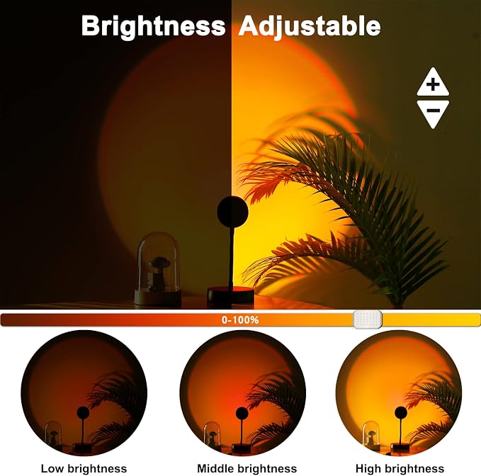 JIMEI Sunset Lamp Projector Led Lights for Bedroom Night Light RGB Lights Sun Sunlight Sunrise Lamp 10w 180° Rotation Mood Lighting Home Room Decor Gifts for Women,Desktop Remote