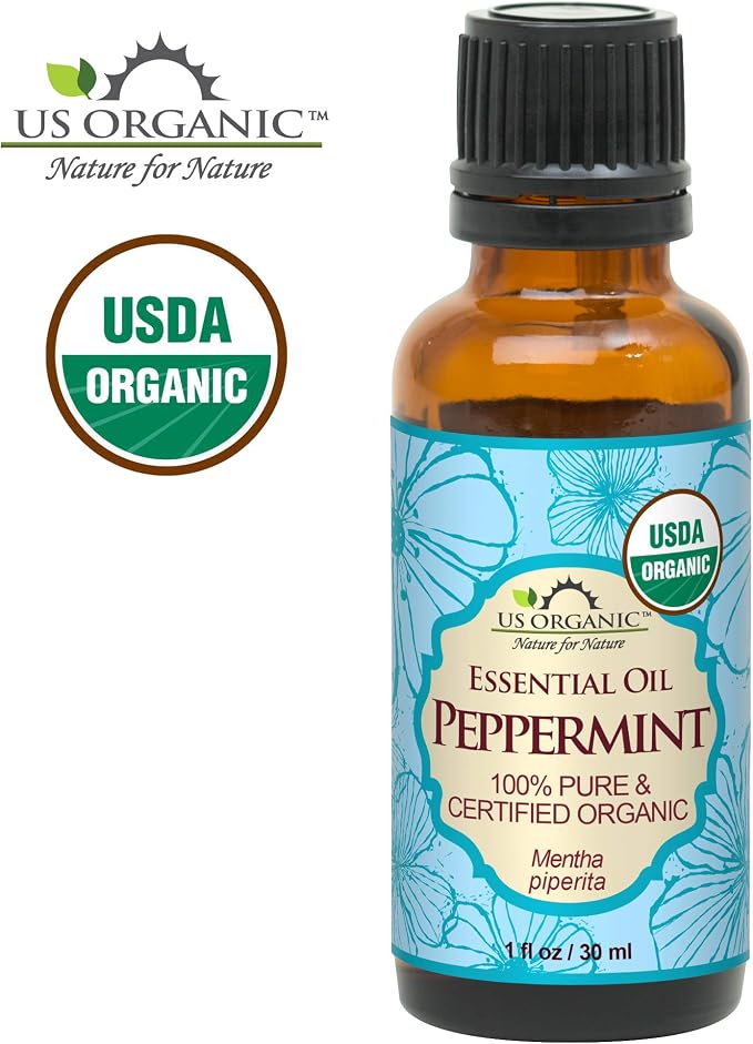 US Organic 100% Pure Peppermint Essential Oil - USDA Certified Organic - 30 ml - w/Improved caps and droppers (More Size Variations Available)