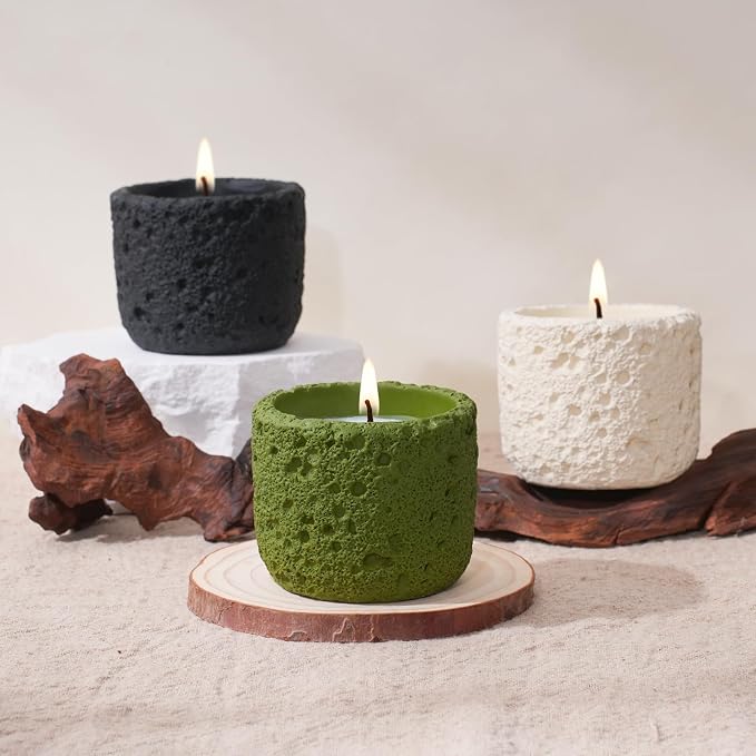 Viyffo 3 Pack Citronella Candles Outdoor, Citronella Candle Set, Outside Decorative Scented Candles, Non Toxic Soy, Colorful Ceramic Jar for Patio, Backyard Décor & Camping Gift (6oz, 12H+ Burn Each)