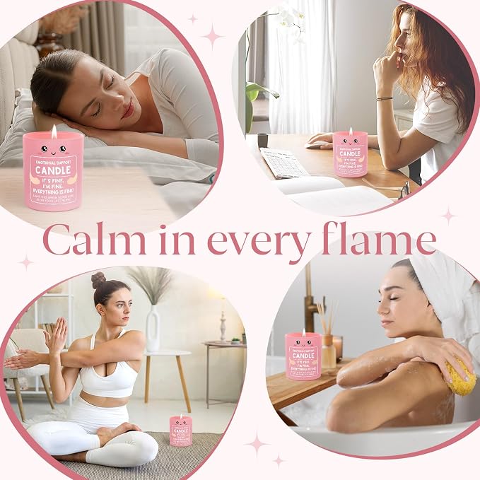 Funny Emotional Support Candle 10Oz, Cheer Up/Stress Relief/Self Care Gifts for Friends Sister Coworker Mom Wife, It's Fine I'm Fine Everything Is Fine Encouragement Scented Candles for Women