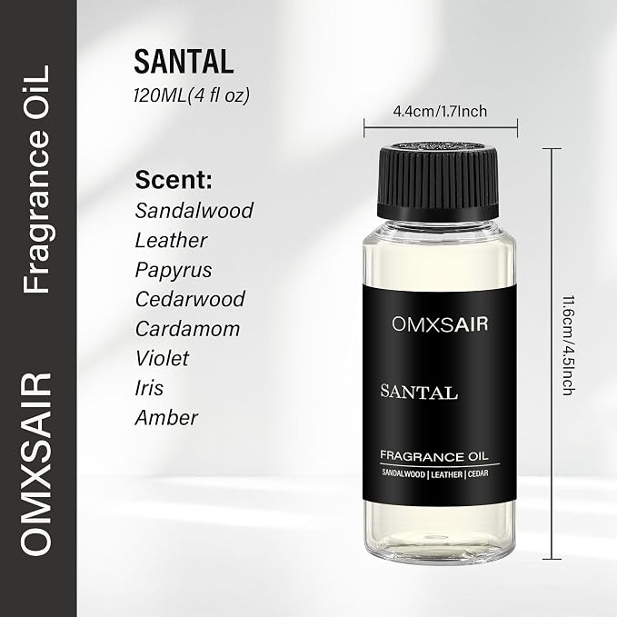 Hotel Scnet Diffuser Oil Santal 4.1 Fl (120ml) - Air Freshener Hotel&Car,Home- Luxury Essential Oils for Diffuser Refill - Longer Lasting, Stronger Scent-Suitable for waterless diffusers