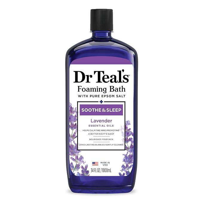 Dr Teal’s Foaming Bath with Pure Epsom Salt, Soothe & Sleep with Lavender, 34 Ounces (Packaging May Vary)