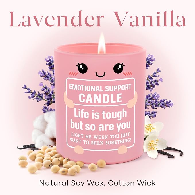 Funny Emotional Support Candle 10Oz, Inspirational, Cheer Up, Encouragement, Cancer Care, Get Well Gifts for Women Friends Coworkers, Life Is Tough But So Are You Stress Relief Scented Candle