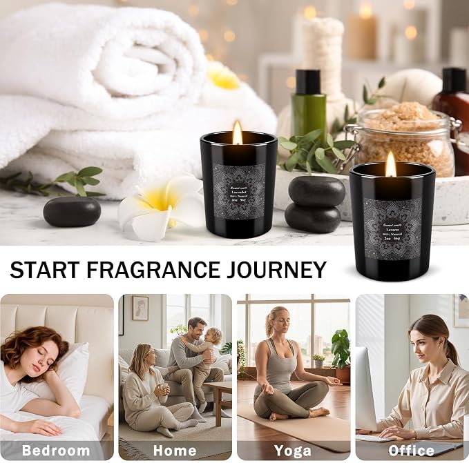 12-Pack Scented Candles Gift Set, 2oz Soy Wax Aromatherapy Candles with 6 Assorted Fragrances, Hand Poured Natural Essential Oil Jar Candles for Home Office Yoga Decor, Birthday Christmas Mother's Day